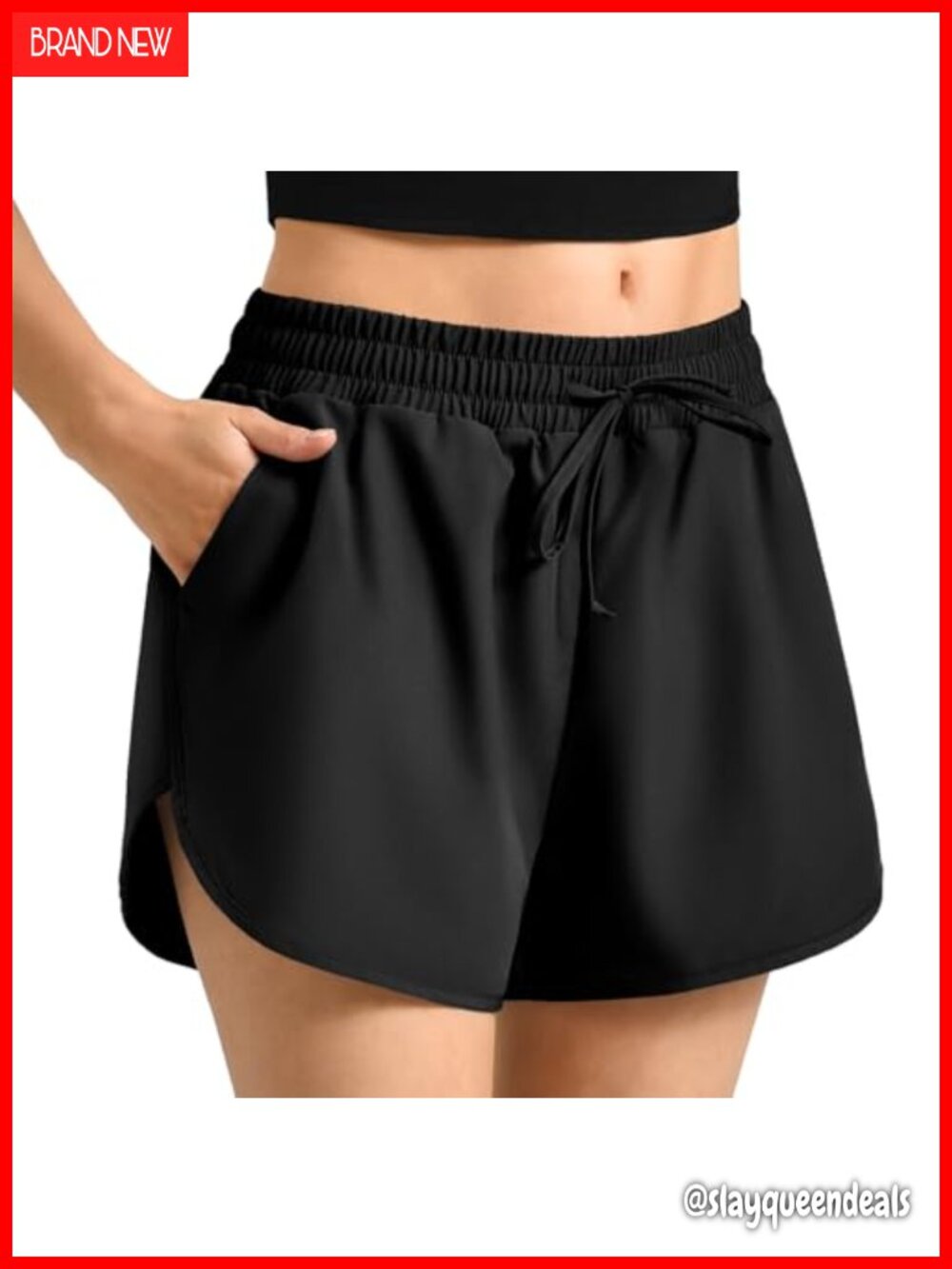 Quick Dry Running Shorts High Waist Built-In Liner Drawstring Pockets